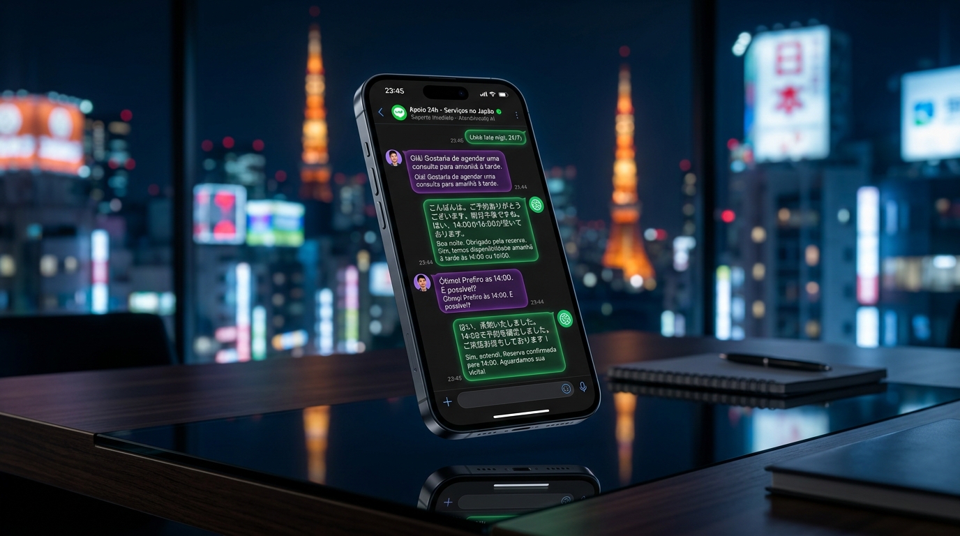 Mockup do Chatbot no celular de madrugada